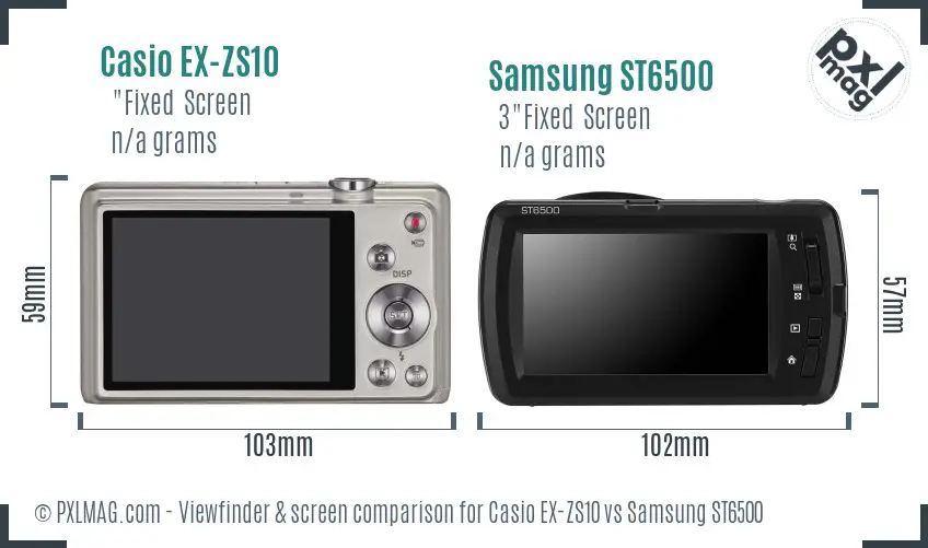 Casio EX-ZS10 vs Samsung ST6500 Screen and Viewfinder comparison