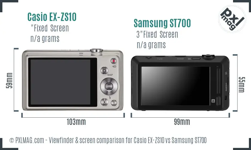 Casio EX-ZS10 vs Samsung ST700 Screen and Viewfinder comparison