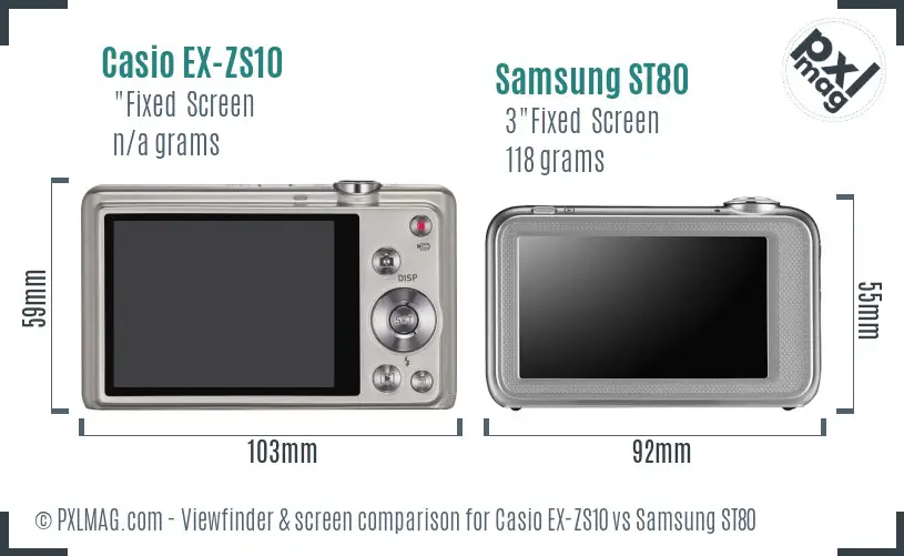 Casio EX-ZS10 vs Samsung ST80 Screen and Viewfinder comparison
