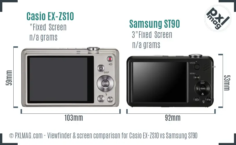Casio EX-ZS10 vs Samsung ST90 Screen and Viewfinder comparison