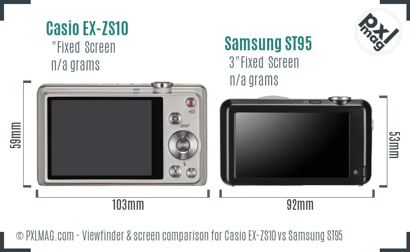 Casio EX-ZS10 vs Samsung ST95 Screen and Viewfinder comparison