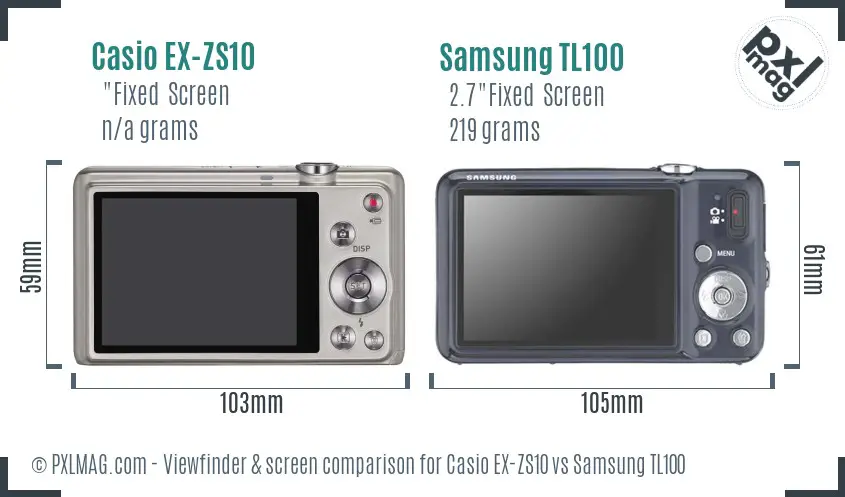 Casio EX-ZS10 vs Samsung TL100 Screen and Viewfinder comparison Casio EX-ZS10 vs Samsung TL100 Screen and Viewfinder comparison