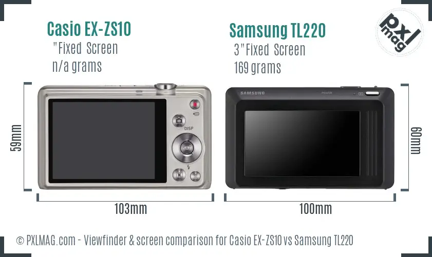 Casio EX-ZS10 vs Samsung TL220 Screen and Viewfinder comparison