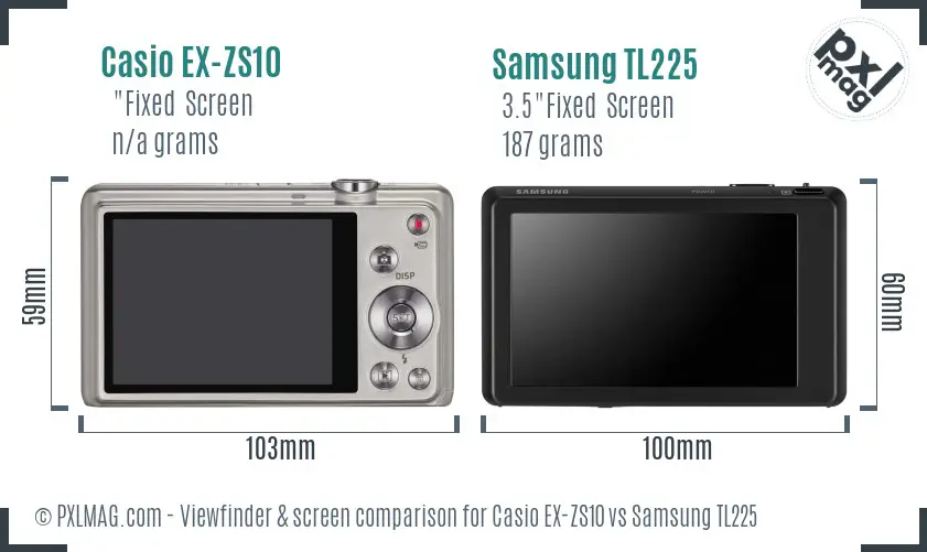 Casio EX-ZS10 vs Samsung TL225 Screen and Viewfinder comparison