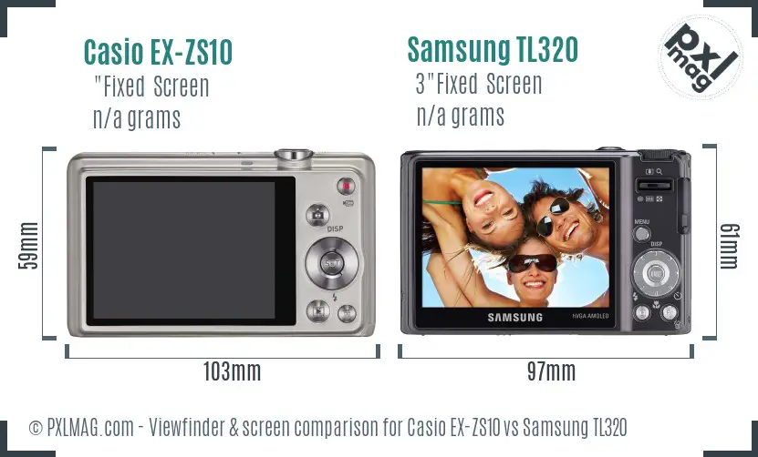 Casio EX-ZS10 vs Samsung TL320 Screen and Viewfinder comparison