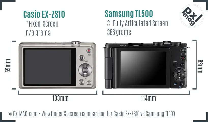 Casio EX-ZS10 vs Samsung TL500 Screen and Viewfinder comparison Casio EX-ZS10 vs Samsung TL500 Screen and Viewfinder comparison