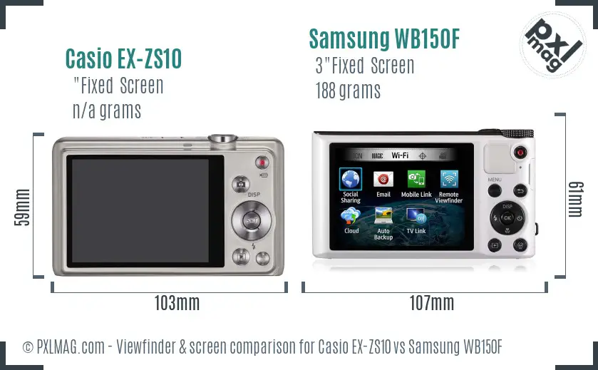 Casio EX-ZS10 vs Samsung WB150F Screen and Viewfinder comparison