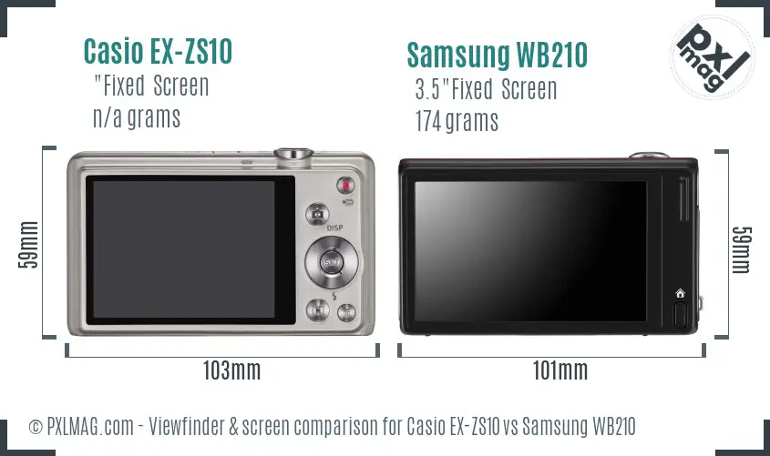 Casio EX-ZS10 vs Samsung WB210 Screen and Viewfinder comparison Casio EX-ZS10 vs Samsung WB210 Screen and Viewfinder comparison