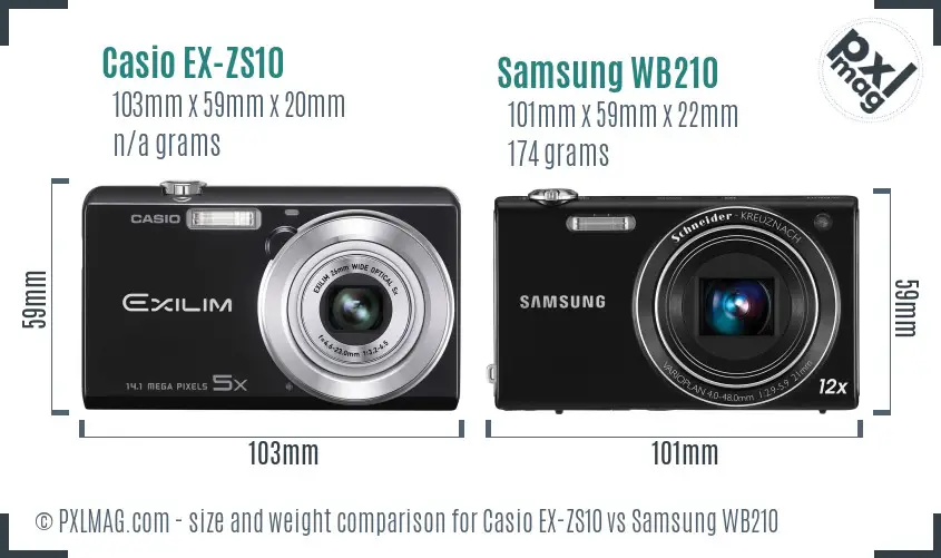 Casio EX-ZS10 vs Samsung WB210 size comparison Casio EX-ZS10 vs Samsung WB210 size comparison