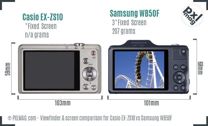 Casio EX-ZS10 vs Samsung WB50F Screen and Viewfinder comparison
