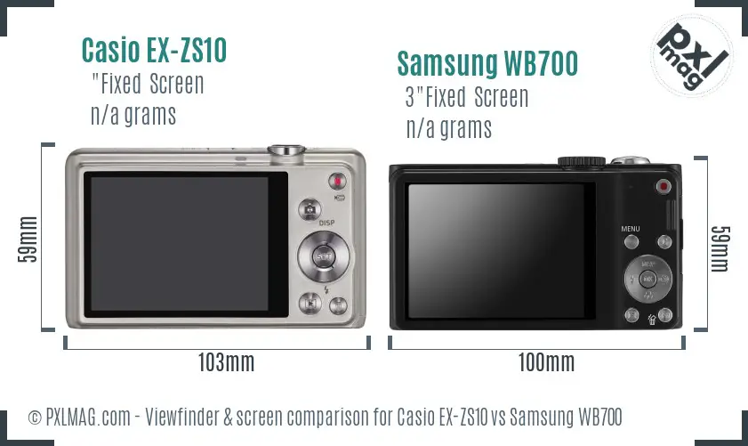 Casio EX-ZS10 vs Samsung WB700 Screen and Viewfinder comparison Casio EX-ZS10 vs Samsung WB700 Screen and Viewfinder comparison