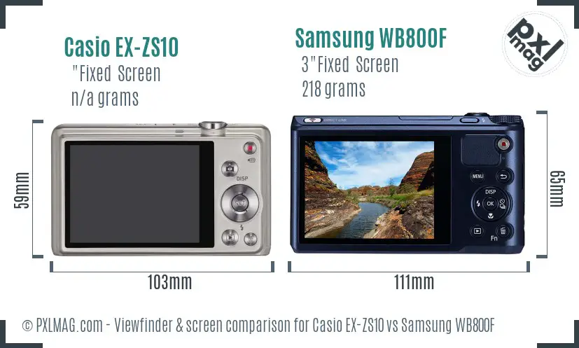 Casio EX-ZS10 vs Samsung WB800F Screen and Viewfinder comparison Casio EX-ZS10 vs Samsung WB800F Screen and Viewfinder comparison