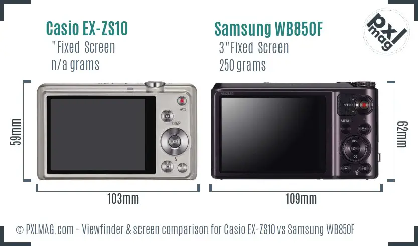 Casio EX-ZS10 vs Samsung WB850F Screen and Viewfinder comparison Casio EX-ZS10 vs Samsung WB850F Screen and Viewfinder comparison