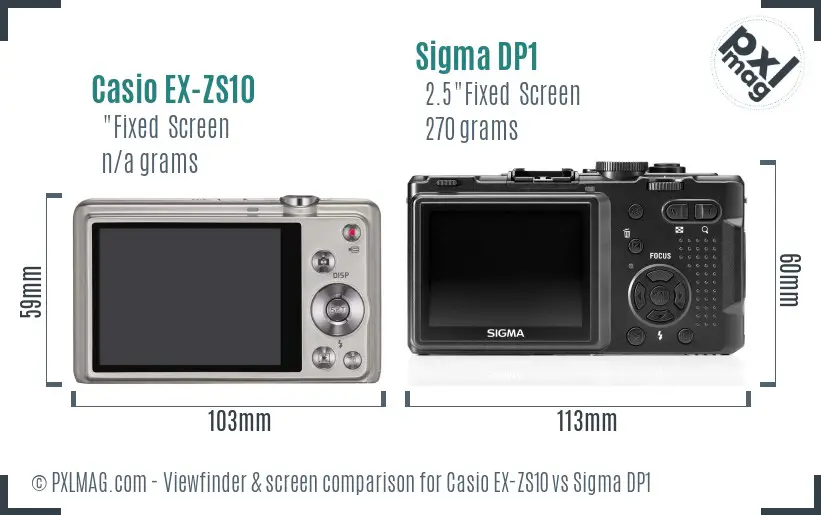 Casio EX-ZS10 vs Sigma DP1 Screen and Viewfinder comparison