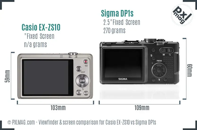 Casio EX-ZS10 vs Sigma DP1s Screen and Viewfinder comparison