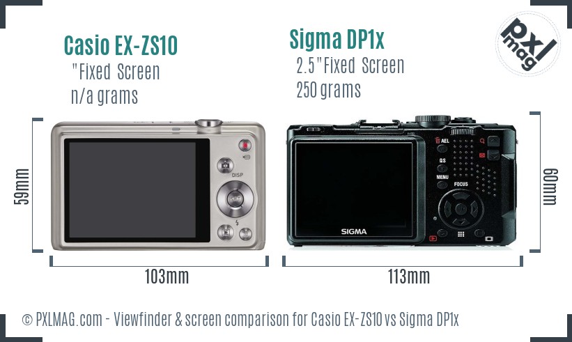 Casio EX-ZS10 vs Sigma DP1x Screen and Viewfinder comparison
