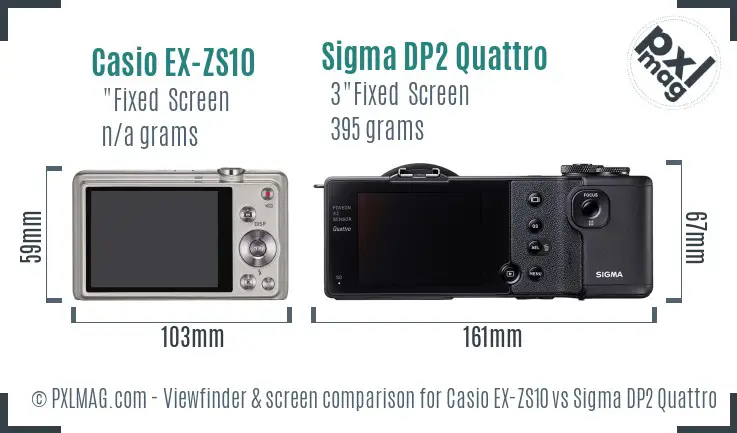 Casio EX-ZS10 vs Sigma DP2 Quattro Screen and Viewfinder comparison