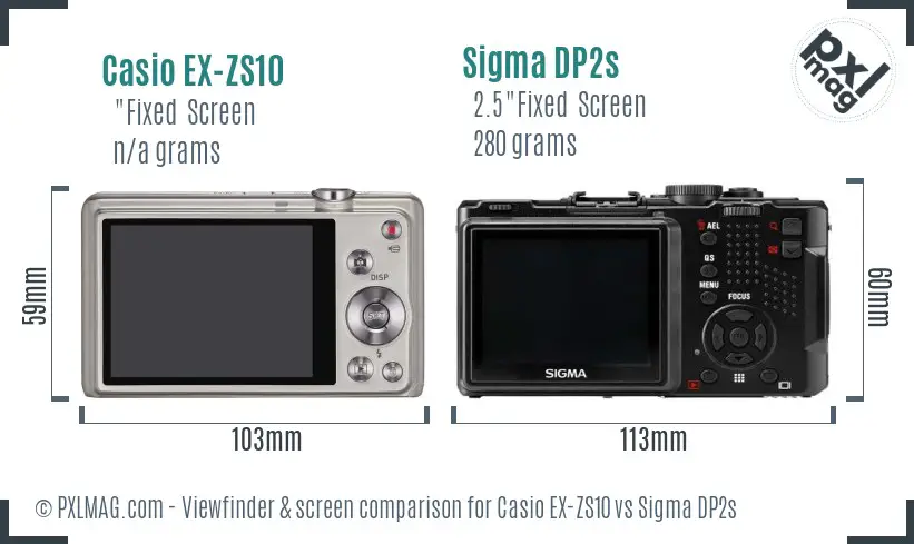 Casio EX-ZS10 vs Sigma DP2s Screen and Viewfinder comparison