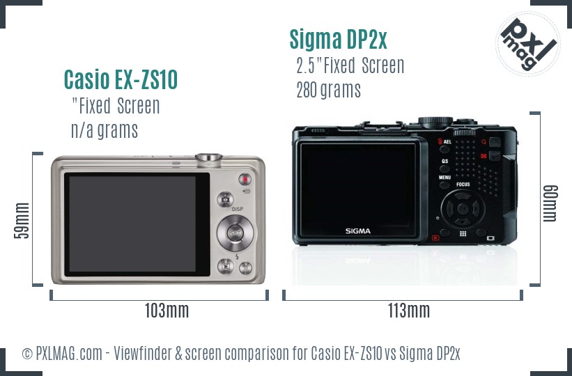 Casio EX-ZS10 vs Sigma DP2x Screen and Viewfinder comparison