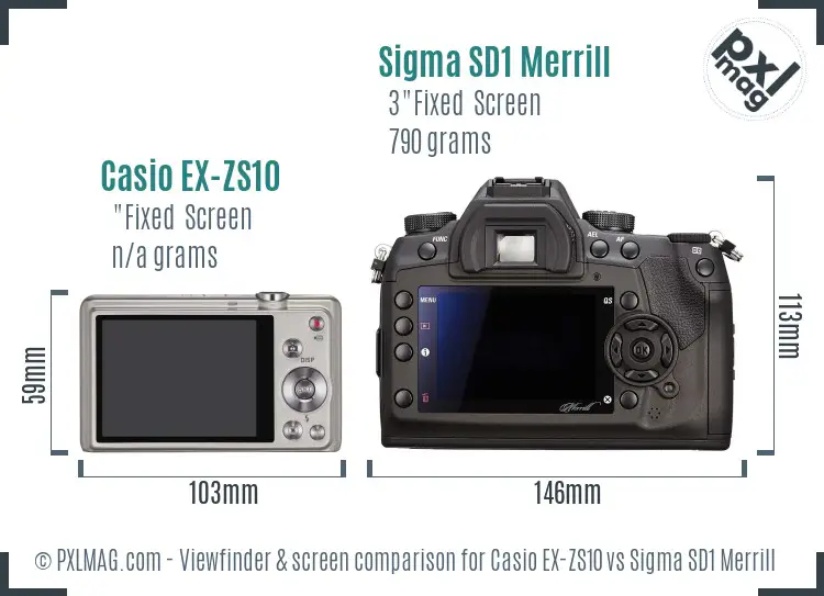 Casio EX-ZS10 vs Sigma SD1 Merrill Screen and Viewfinder comparison