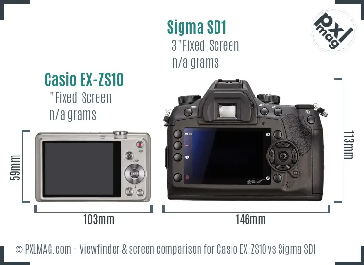 Casio EX-ZS10 vs Sigma SD1 Screen and Viewfinder comparison