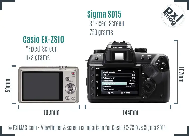 Casio EX-ZS10 vs Sigma SD15 Screen and Viewfinder comparison Casio EX-ZS10 vs Sigma SD15 Screen and Viewfinder comparison