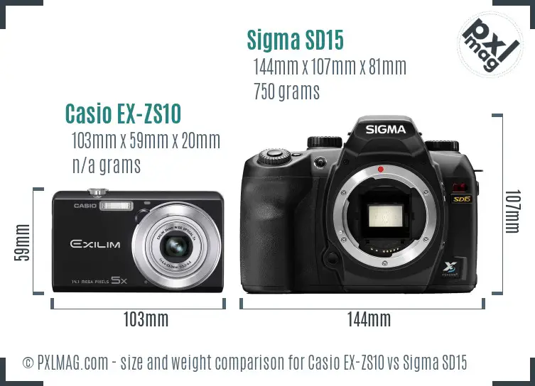 Casio EX-ZS10 vs Sigma SD15 size comparison Casio EX-ZS10 vs Sigma SD15 size comparison