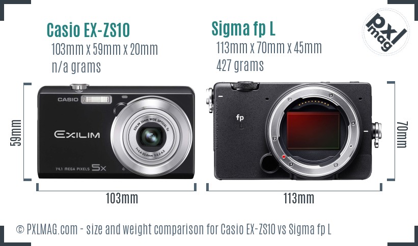 Casio EX-ZS10 vs Sigma fp L size comparison Casio EX-ZS10 vs Sigma fp L size comparison
