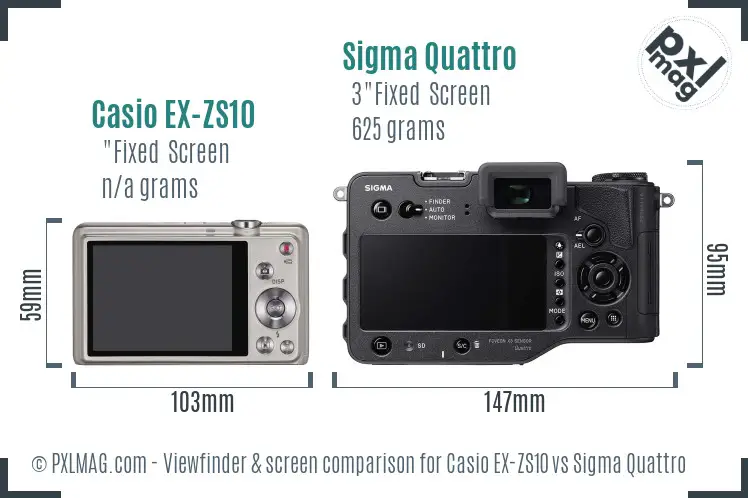 Casio EX-ZS10 vs Sigma Quattro Screen and Viewfinder comparison