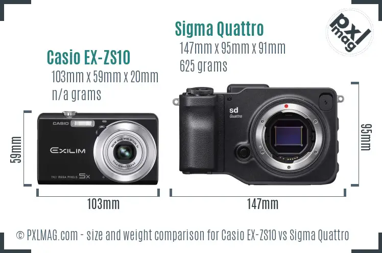 Casio EX-ZS10 vs Sigma Quattro size comparison Casio EX-ZS10 vs Sigma Quattro size comparison