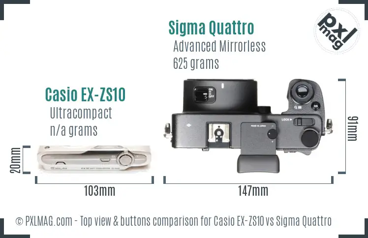 Casio EX-ZS10 vs Sigma Quattro top view buttons comparison