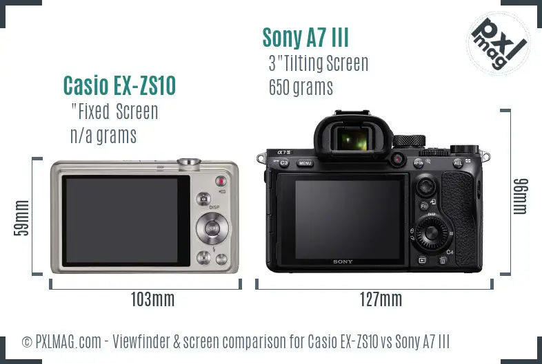 Casio EX-ZS10 vs Sony A7 III Screen and Viewfinder comparison Casio EX-ZS10 vs Sony A7 III Screen and Viewfinder comparison