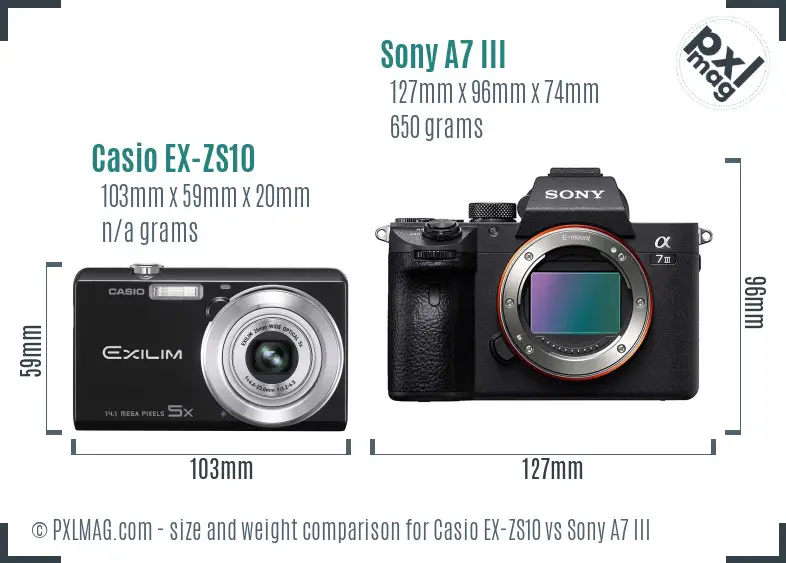 Casio EX-ZS10 vs Sony A7 III size comparison Casio EX-ZS10 vs Sony A7 III size comparison