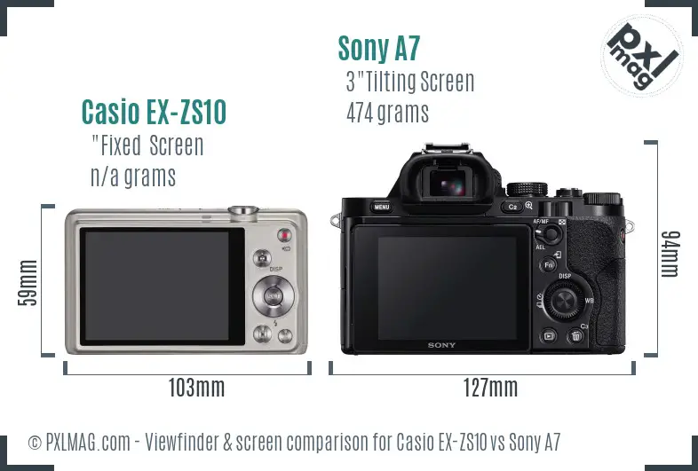 Casio EX-ZS10 vs Sony A7 Screen and Viewfinder comparison Casio EX-ZS10 vs Sony A7 Screen and Viewfinder comparison