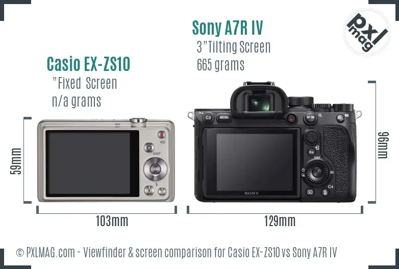 Casio EX-ZS10 vs Sony A7R IV Screen and Viewfinder comparison