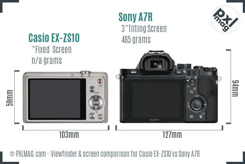 Casio EX-ZS10 vs Sony A7R Screen and Viewfinder comparison