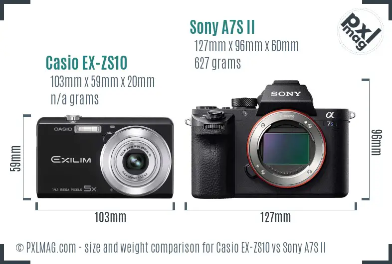 Casio EX-ZS10 vs Sony A7S II size comparison Casio EX-ZS10 vs Sony A7S II size comparison