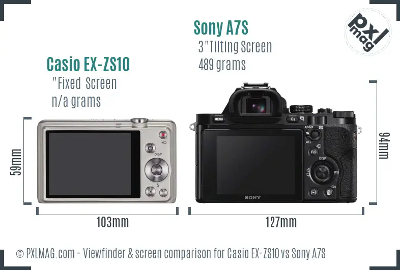 Casio EX-ZS10 vs Sony A7S Screen and Viewfinder comparison