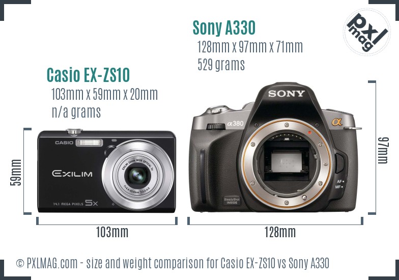 Casio EX-ZS10 vs Sony A330 size comparison Casio EX-ZS10 vs Sony A330 size comparison