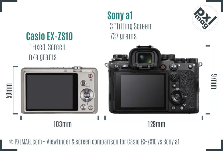 Casio EX-ZS10 vs Sony a1 Screen and Viewfinder comparison