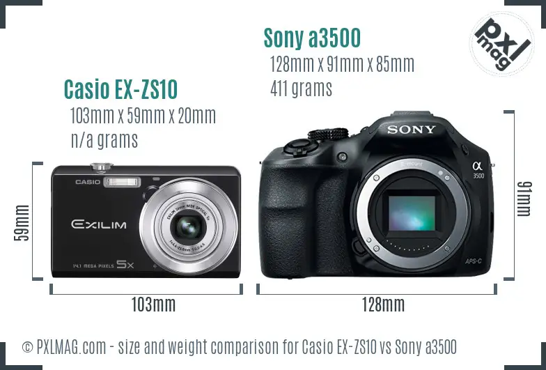 Casio EX-ZS10 vs Sony a3500 size comparison Casio EX-ZS10 vs Sony a3500 size comparison