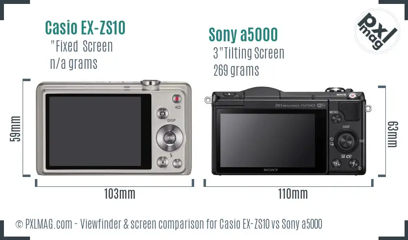 Casio EX-ZS10 vs Sony a5000 Screen and Viewfinder comparison Casio EX-ZS10 vs Sony a5000 Screen and Viewfinder comparison