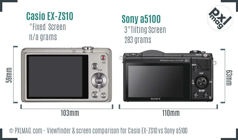 Casio EX-ZS10 vs Sony a5100 Screen and Viewfinder comparison Casio EX-ZS10 vs Sony a5100 Screen and Viewfinder comparison