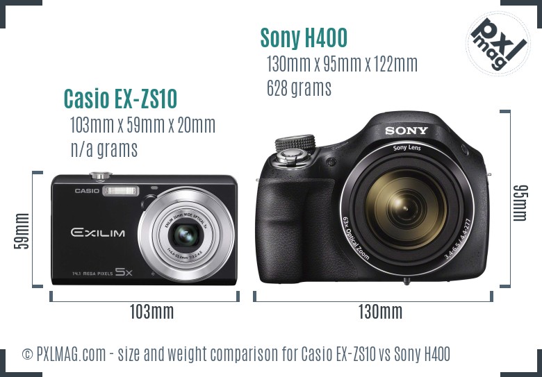 Casio EX-ZS10 vs Sony H400 size comparison