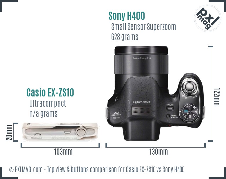 Casio EX-ZS10 vs Sony H400 top view buttons comparison