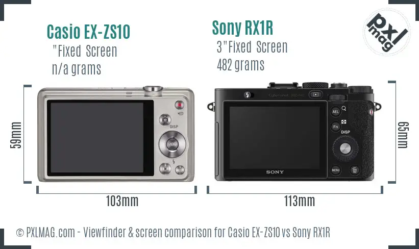 Casio EX-ZS10 vs Sony RX1R Screen and Viewfinder comparison
