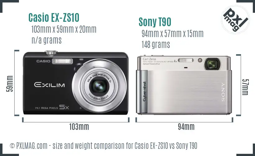 Casio EX-ZS10 vs Sony T90 size comparison Casio EX-ZS10 vs Sony T90 size comparison