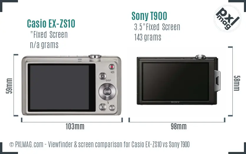 Casio EX-ZS10 vs Sony T900 Screen and Viewfinder comparison