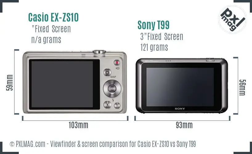 Casio EX-ZS10 vs Sony T99 Screen and Viewfinder comparison
