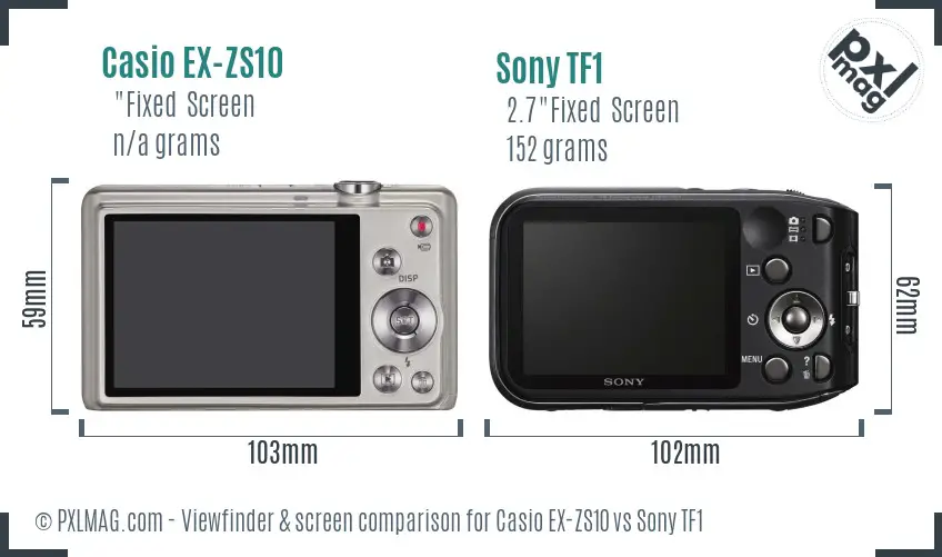 Casio EX-ZS10 vs Sony TF1 Screen and Viewfinder comparison